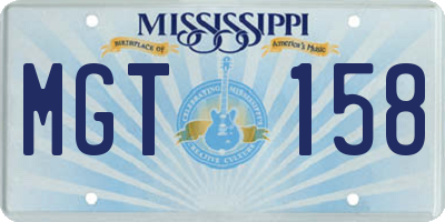 MS license plate MGT158