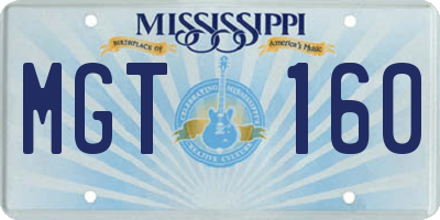 MS license plate MGT160