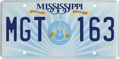 MS license plate MGT163