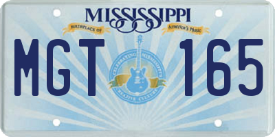 MS license plate MGT165