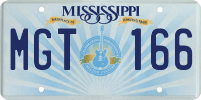 MS license plate MGT166