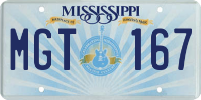 MS license plate MGT167