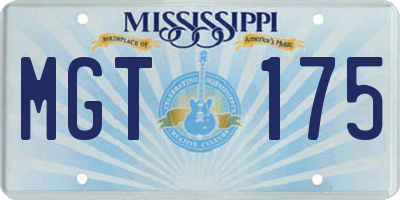 MS license plate MGT175