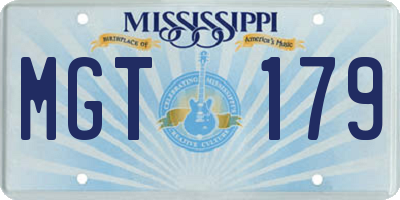 MS license plate MGT179