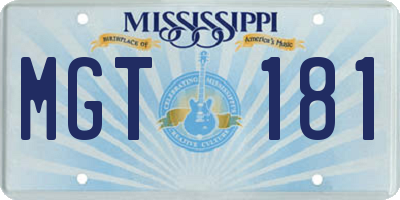 MS license plate MGT181