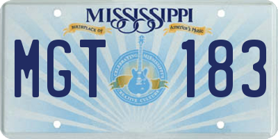 MS license plate MGT183