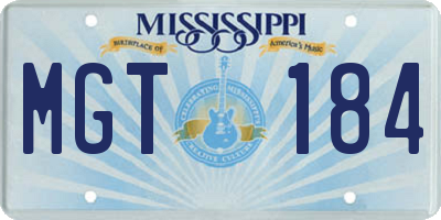 MS license plate MGT184