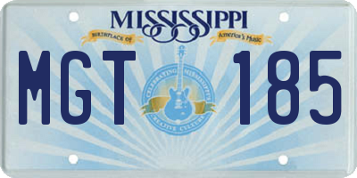 MS license plate MGT185