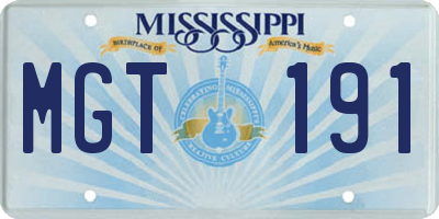 MS license plate MGT191