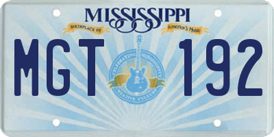 MS license plate MGT192