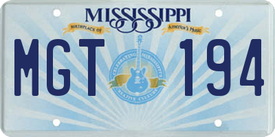 MS license plate MGT194