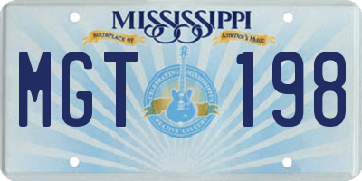 MS license plate MGT198