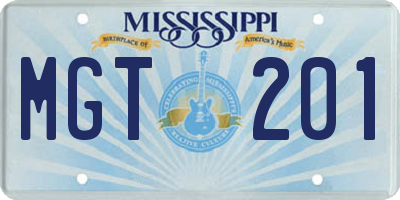 MS license plate MGT201