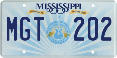 MS license plate MGT202