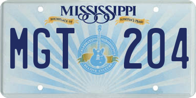 MS license plate MGT204