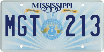 MS license plate MGT213