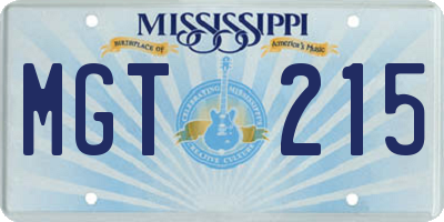 MS license plate MGT215