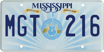 MS license plate MGT216