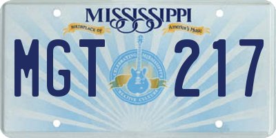 MS license plate MGT217