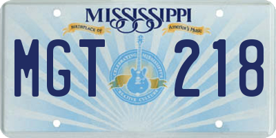 MS license plate MGT218