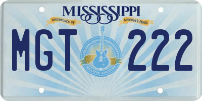 MS license plate MGT222