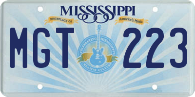 MS license plate MGT223