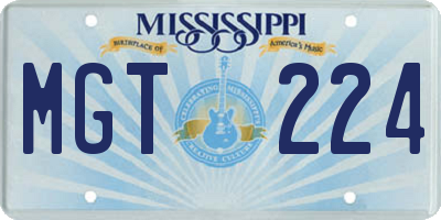 MS license plate MGT224