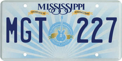 MS license plate MGT227