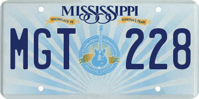 MS license plate MGT228