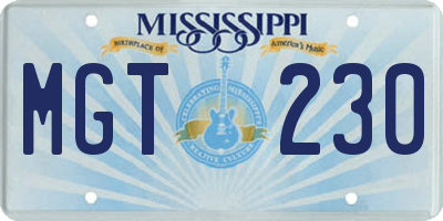 MS license plate MGT230