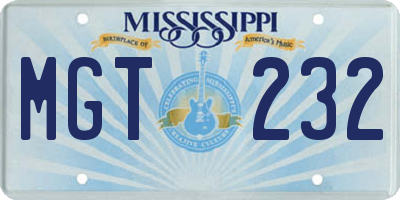 MS license plate MGT232