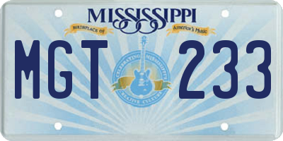 MS license plate MGT233