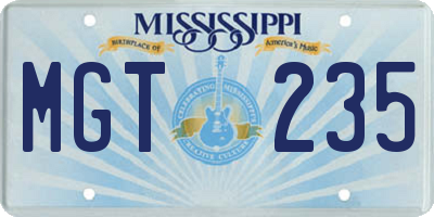 MS license plate MGT235