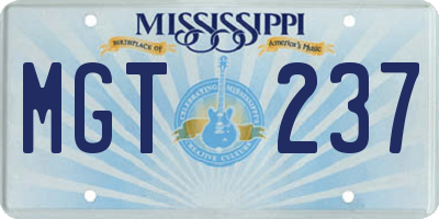 MS license plate MGT237