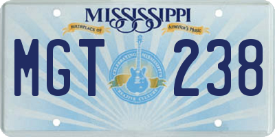 MS license plate MGT238