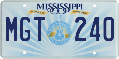 MS license plate MGT240