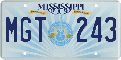 MS license plate MGT243