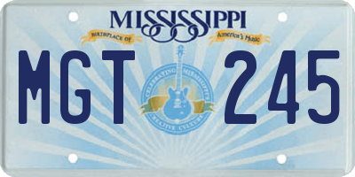 MS license plate MGT245