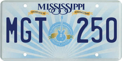 MS license plate MGT250