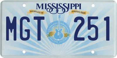 MS license plate MGT251