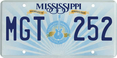 MS license plate MGT252