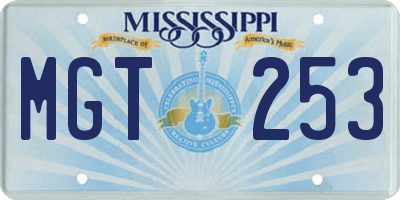 MS license plate MGT253