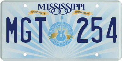 MS license plate MGT254