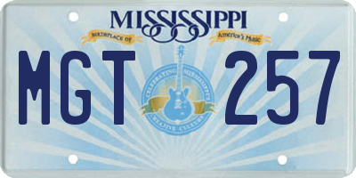 MS license plate MGT257