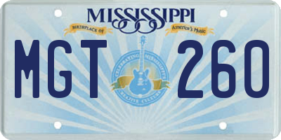 MS license plate MGT260