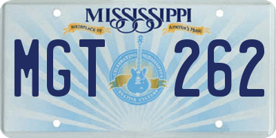 MS license plate MGT262