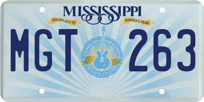 MS license plate MGT263
