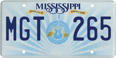 MS license plate MGT265