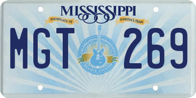 MS license plate MGT269