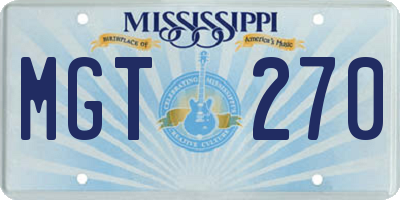 MS license plate MGT270